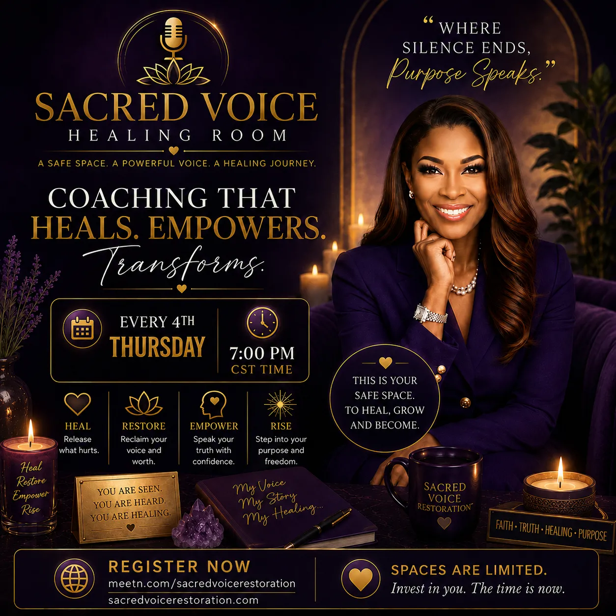 Sacred Voice Healing Room event flyer